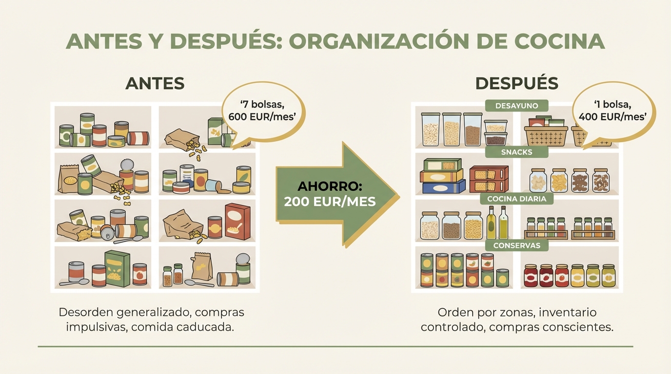 Antes y después: organización de cocina por zonas