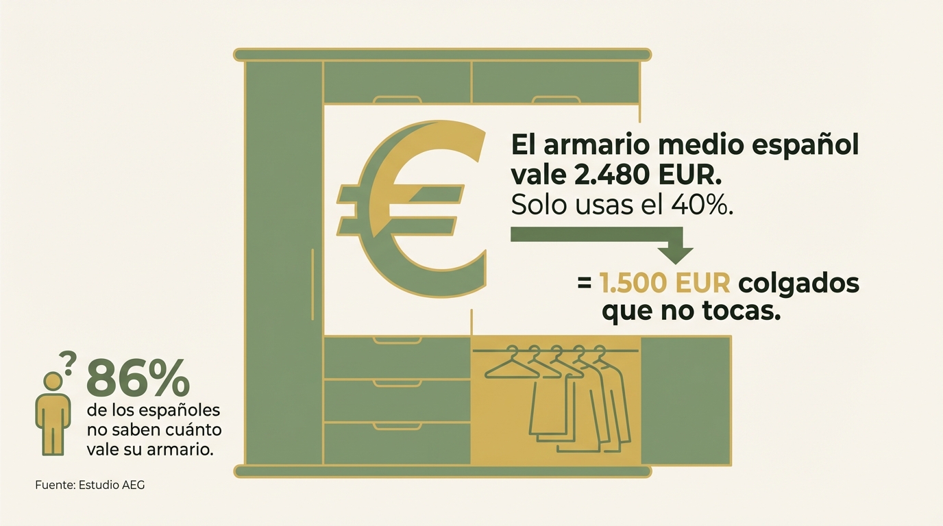 El armario medio español vale 2.480 EUR - solo usamos el 40%