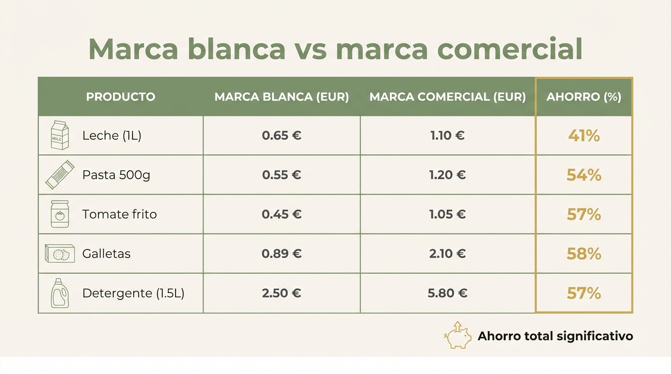 Comparativa de precios: marca blanca vs marca comercial