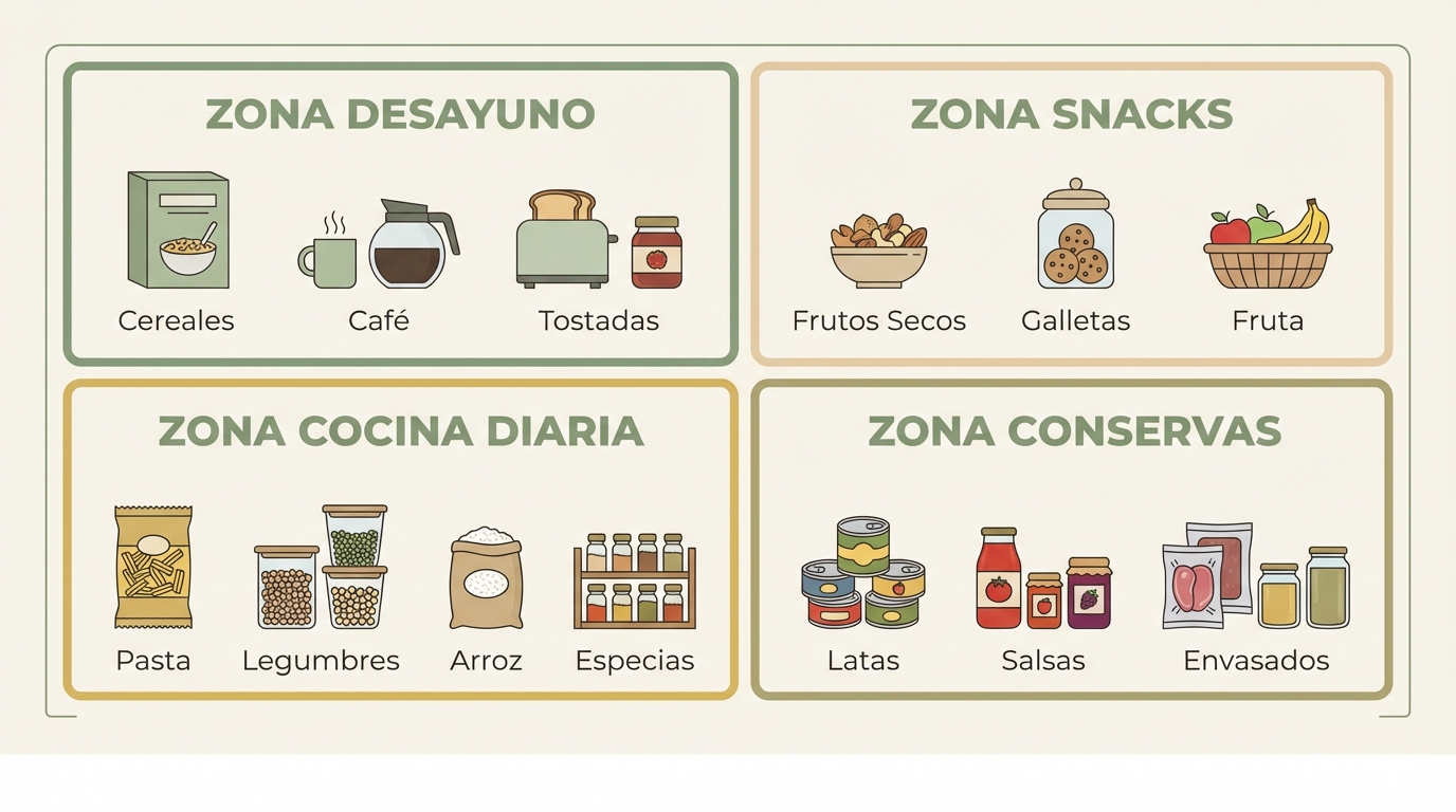 Antes y después: cocina organizada por zonas