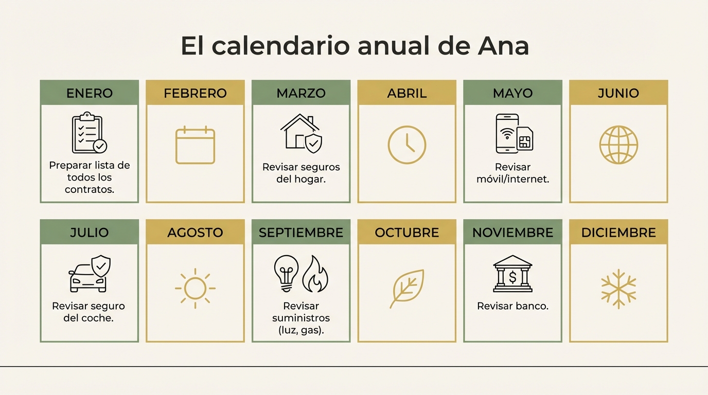 Calendario anual de revisión de contratos de Ana