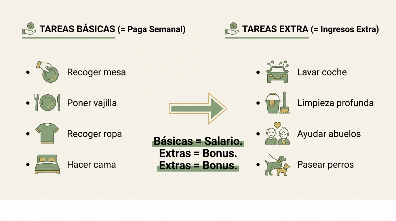 Tareas básicas vs tareas extra: salario vs bonus