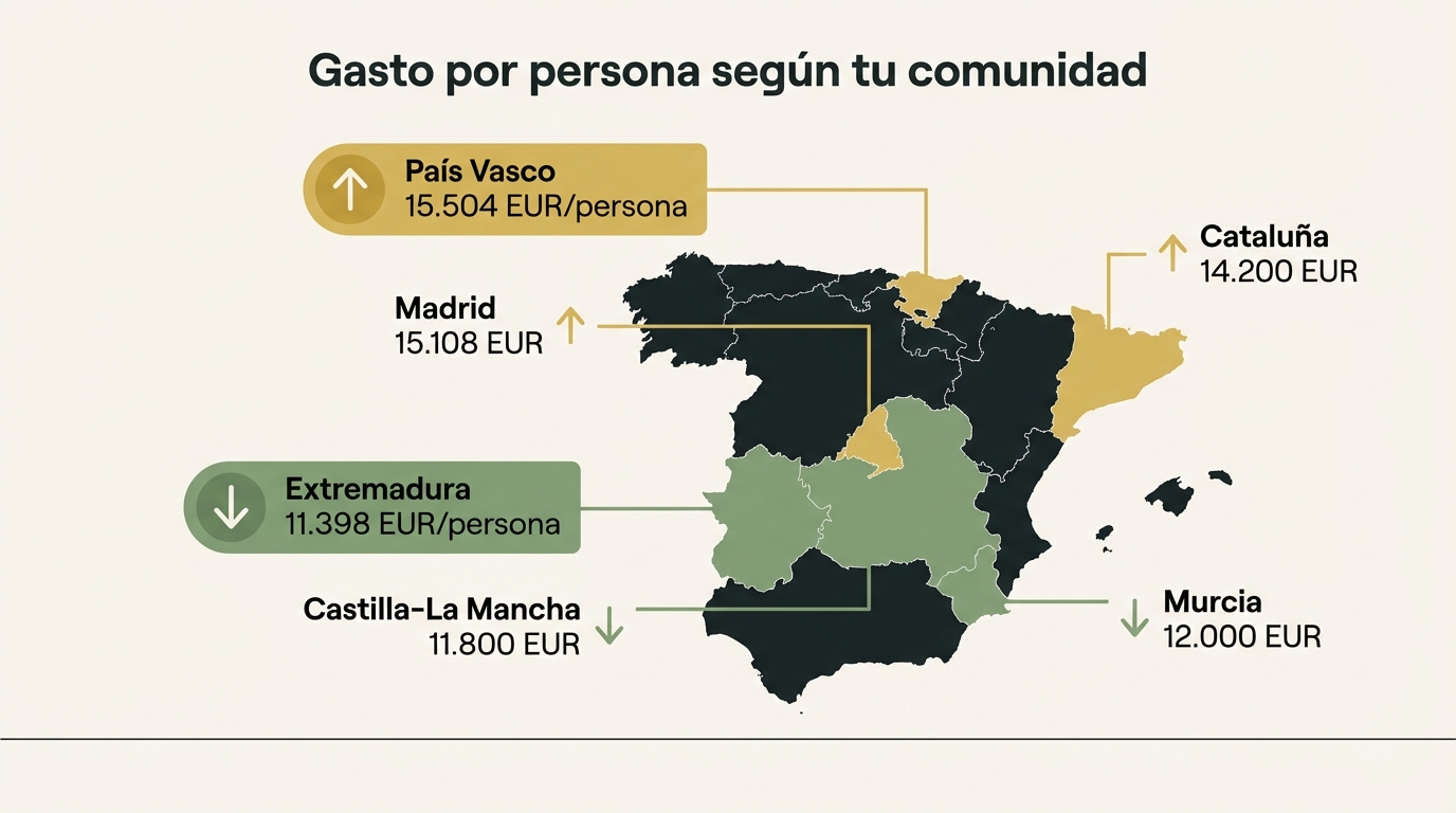 Gasto por persona según comunidad autónoma