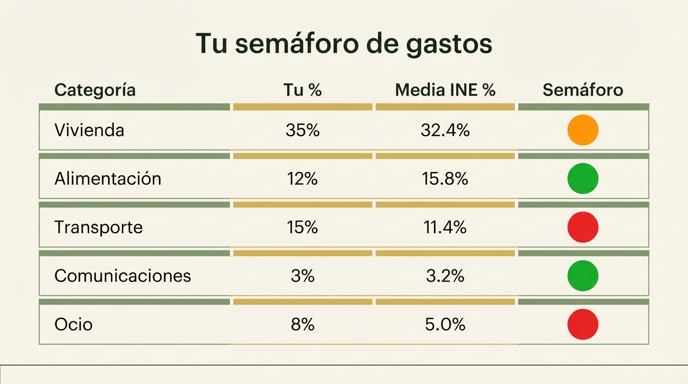 Sistema del semáforo: compara tus gastos con la media