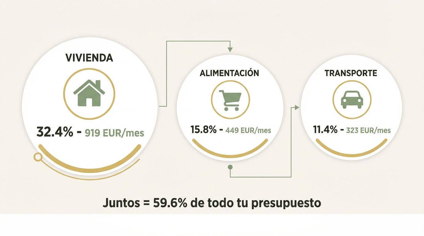 Los 3 mayores gastos: vivienda, alimentación y transporte
